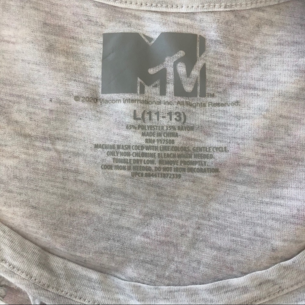 MTV White Short Sleeve Tee with Pink Floral Logo - Picture 4 of 4